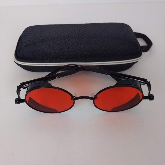 Red Tinted Steampunk Sunglasses - Picture 2 of 7